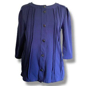 Neon Buddha Womens Jacket Sz Small Blue Stretch Cotton Raw Edge Boho Cardigan